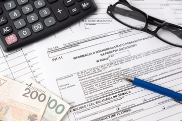 Polish tax form. Finance, tax income concept - obrazy, fototapety, plakaty