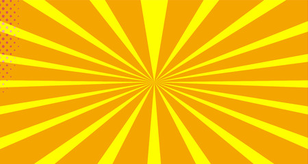 Vintage colorful comic book background. Orange Pink blank bubbles of different shapes. Rays, radial, halftone, dotted effects. For sale banner empty Place for text 1960s. Copy space vector eps10.