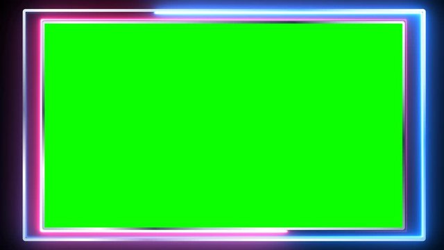 green screen green background and green box neon lights effect