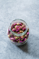 Dried Pink Rose Bud in Glass Jar