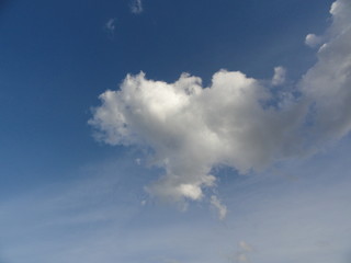 beautiful sky, different clouds, the rays of the sun