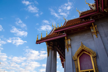 Naklejka premium Wat Benchamabophit or Marble Temple is an ancient and beautiful temple located in Bangkok, Thailand.