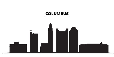 United States, Columbus City city skyline isolated vector illustration. United States, Columbus City travel cityscape with landmarks