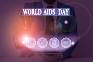 Conceptual hand writing showing World Aids Day. Concept meaning 1st December dedicated to raising...