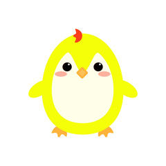 This is chicken in egg hell on background. Vector cute cartoon illustration.