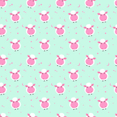 Lamb and stars. Danish seamless pattern