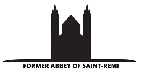 France, Former Abbey Of Saint Remi Landmark city skyline isolated vector illustration. France, Former Abbey Of Saint Remi Landmark travel cityscape with landmarks