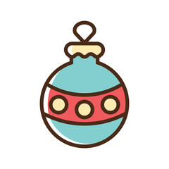 Color icon toy on Christmas tree with circles