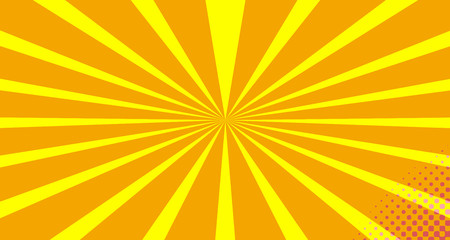 Vintage colorful comic book background. Orange Pink blank bubbles of different shapes. Rays, radial, halftone, dotted effects. For sale banner empty Place for text 1960s. Copy space vector eps10.