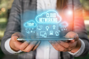 Handwriting text writing Cloud Networking. Conceptual photo sourcing and utilization of one or more network resources