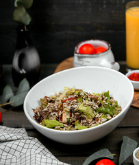 vegetable salad with sauce in the plate