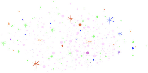Festive Stars, planets, Milky way. Cosmos, outer space, distant universe. Simple vector illustration in minimalist linear style. Galactic drawing, cosmic doodle. White background, colorful objects