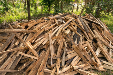 Heap of firewood for wood burned as fuel