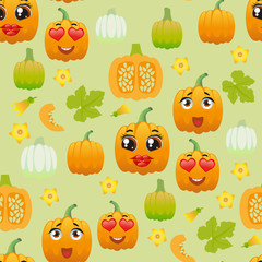 Cute seamless pattern with cartoon Chinese cabbage