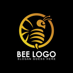 Silhouette bee logo template, honeybee logo