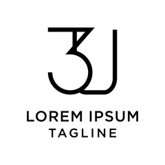 initial letter logo 3U, U3 logo template