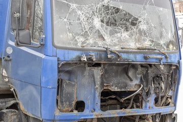 Broken cab of an old truck.