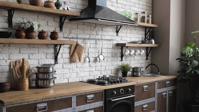 Beautiful kitchen interior with new stylish furniture