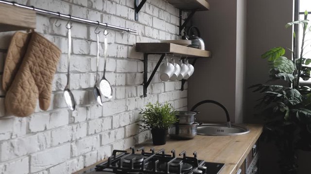 Beautiful kitchen interior with new stylish furniture