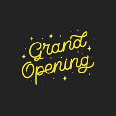 Hand drawn lettering card. The inscription: Grand opening. Perfect design for greeting cards, posters, T-shirts, banners, print invitations.Monoline style.