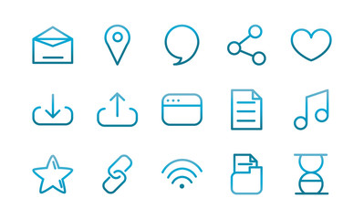 user interface icons set blue gradient