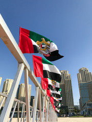 UAE National day celebration with flags around city in Dubai