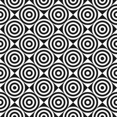 Vintage geometric ornament background with the illusion of movement. Psychedelic seamless pattern. Vector template.