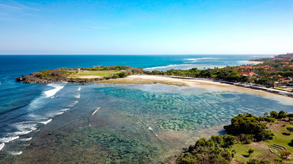 A beautiful aerial view of Nusa Dua beach in Bali, Indonesia