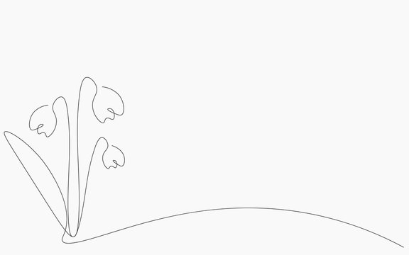 Flower silhouette on white background. Continuous line drawing. Vector illustration