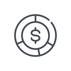 Financial report line icon. Diagram statistics with dollar vector outline sign.