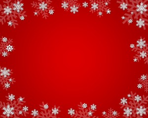 red christmas background with snowflakes and place for your text