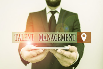 Conceptual hand writing showing Talent Management. Concept meaning anticipation of required...