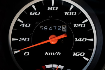 Speedometer of motorcycle speed in kilometers per hour