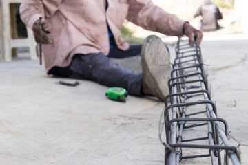 Obraz premium Steel bars that are strapped for construction