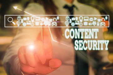 Text sign showing Content Security. Business photo text the protection against deliberate threats to content