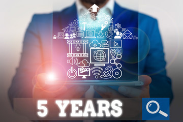Word writing text 5 Years. Business photo showcasing Remembering or honoring special day for being 10 years in existence