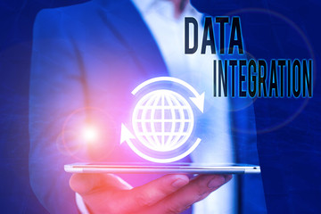 Handwriting text writing Data Integration. Conceptual photo involves combining data residing in different sources