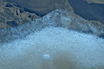 ice surface with winter patterns blue-white, new year