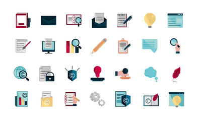 property intellectual copyright icons set