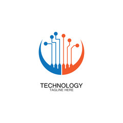 circuit technology logo vector template-vector