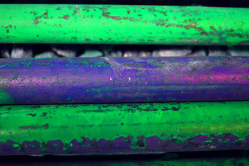 Fototapeta premium metal pipes with a rusted texture violet-green fragment