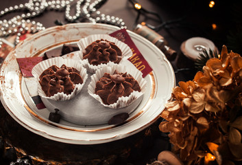 christmas cookies with chocolate and nuts