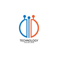 circuit technology logo vector template-vector