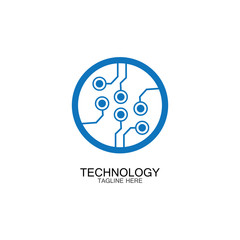 circuit technology logo vector template-vector