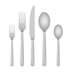 Knife and fork. Cutlery, dishes, coffee spoon, spoon. Vector stock illustration.
