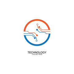 circuit technology logo vector template-vector