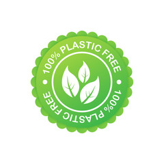 Plastic free green icon badge. Bpa plastic free chemical mark. Vector stock illustration.