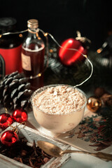 christmas still life with mulled wine and cookies