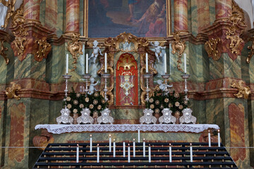 The interior of the Church Wieskirche - a UNESCO world heritage site. The authors are brothers Dominic Zimmerman and Johann Baptiste Zimmerman. Bavaria, Germany