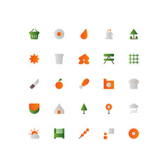 Set of Picnic outside nature flat style icon - vector